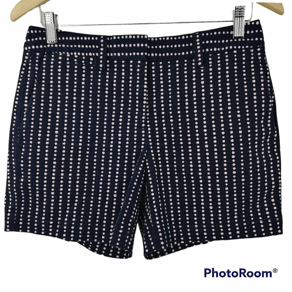 Lands End Not-Too-Low-Rise Polka Dot Shorts Size 2 Stretch Pockets Casual Retro